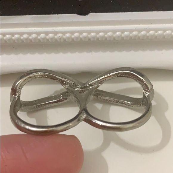 Silver cz double infinity ring - Picture 3 of 5